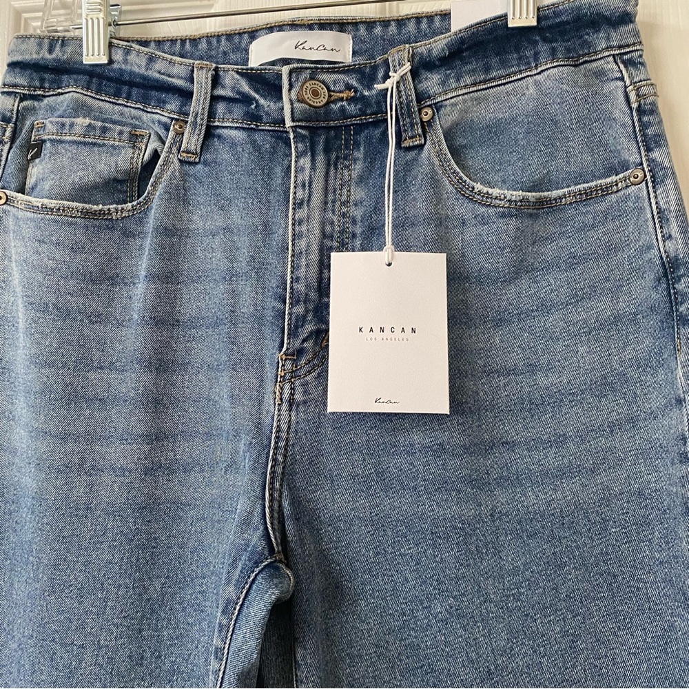 Kancan Womens Size 28” Double Fringe High Rise Straight Fit Med Wash Jeans NWT! - Picture 7 of 16